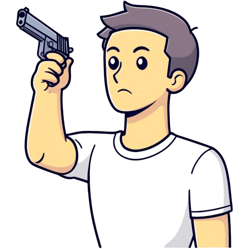 a man pointing a gun on his head emoji