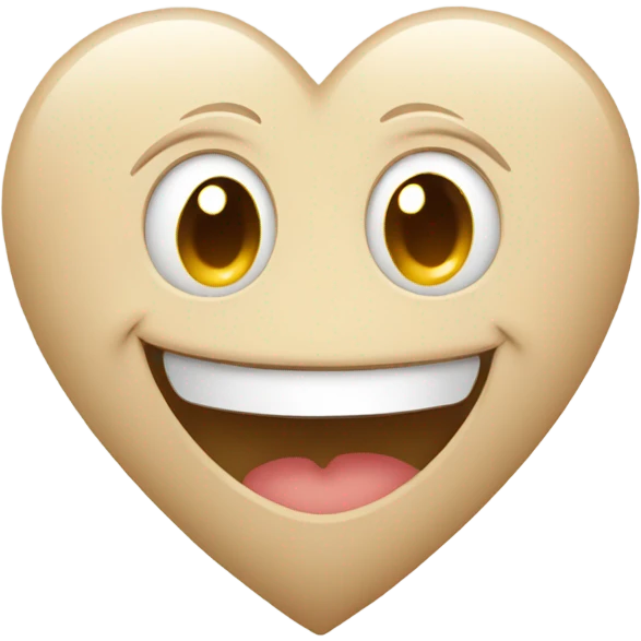 Beige heart with cute smile emoji