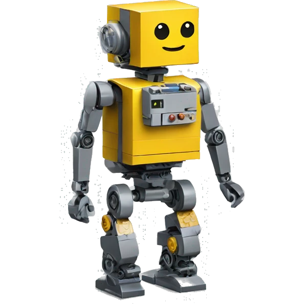 a robot,mini wheels,backpack,no legs,lego emoji