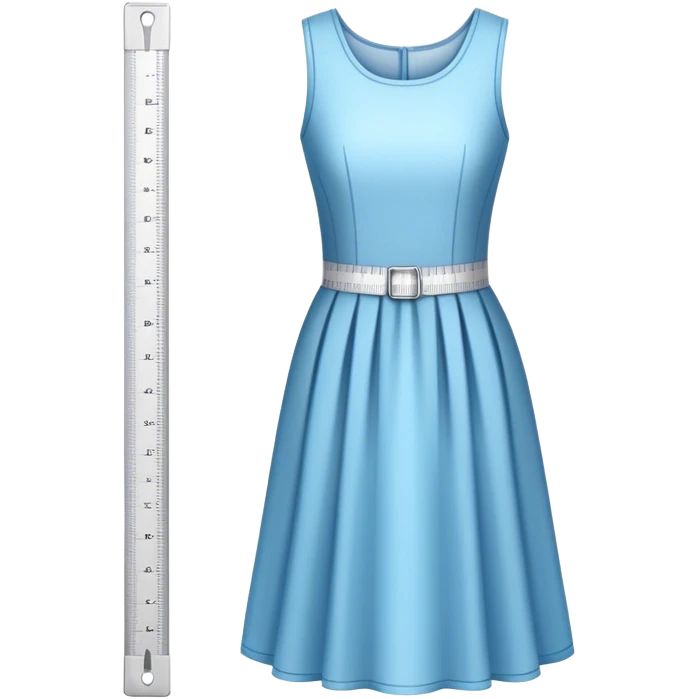 Icon for Fashion Design: a dress pattern with measurements, a ruler and a pencil. The icon should represent the process of designing clothing with a focus on precision and tailoring. Transparent background. emoji