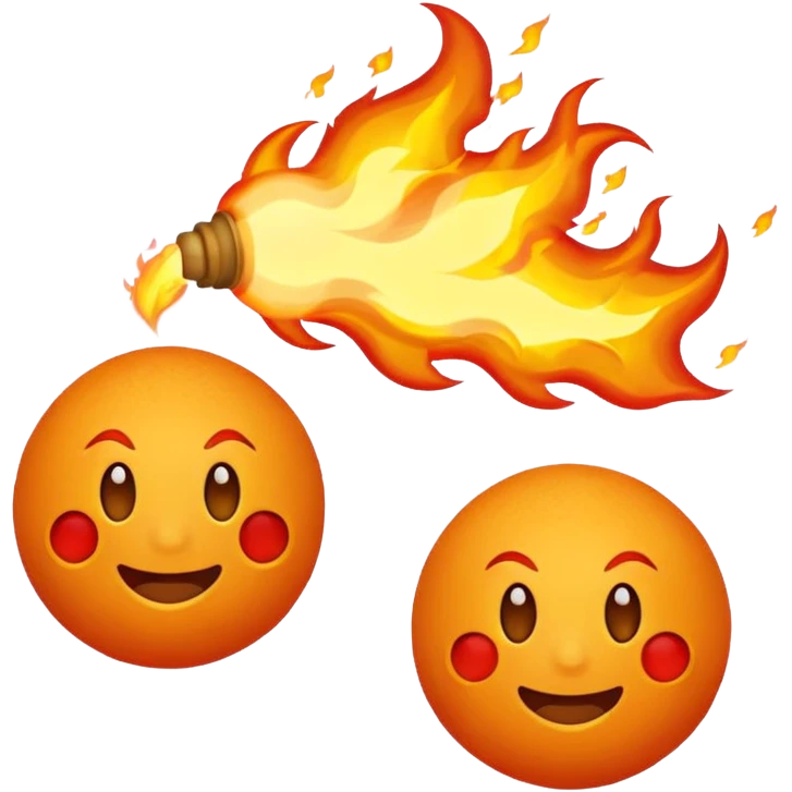Normal emoji breathing fire balls emoji