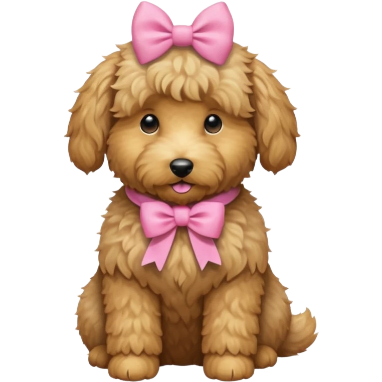 Cute Golden doodle with pink bow sitting down emoji