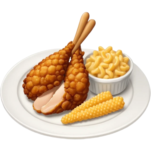 drumstick chicken with mac and cheese on the side on a plate emoji