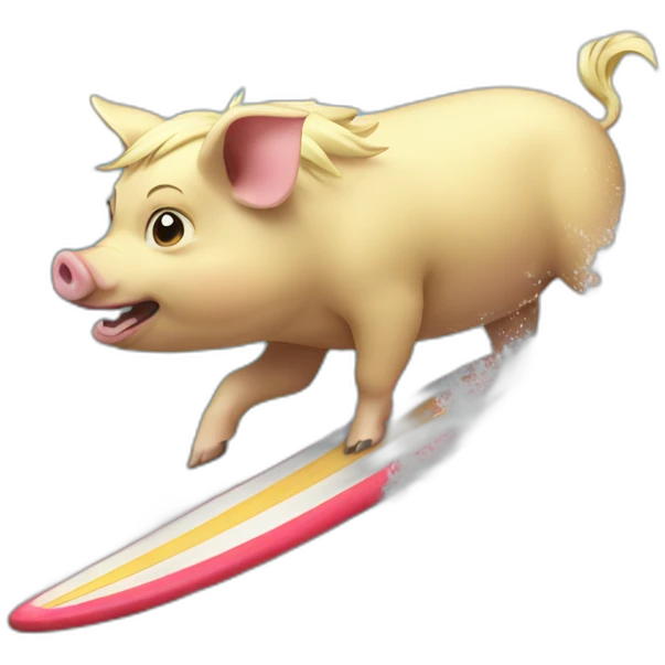 a blond pig surfing on a tsunami emoji