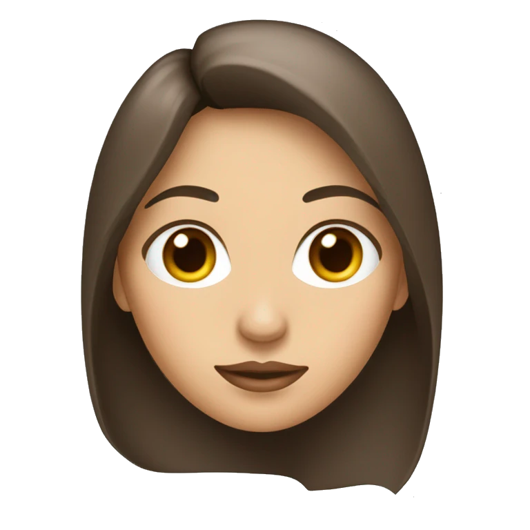 Mujer blanca con ojos marrones pelo marrón oscuro y largo no emoji