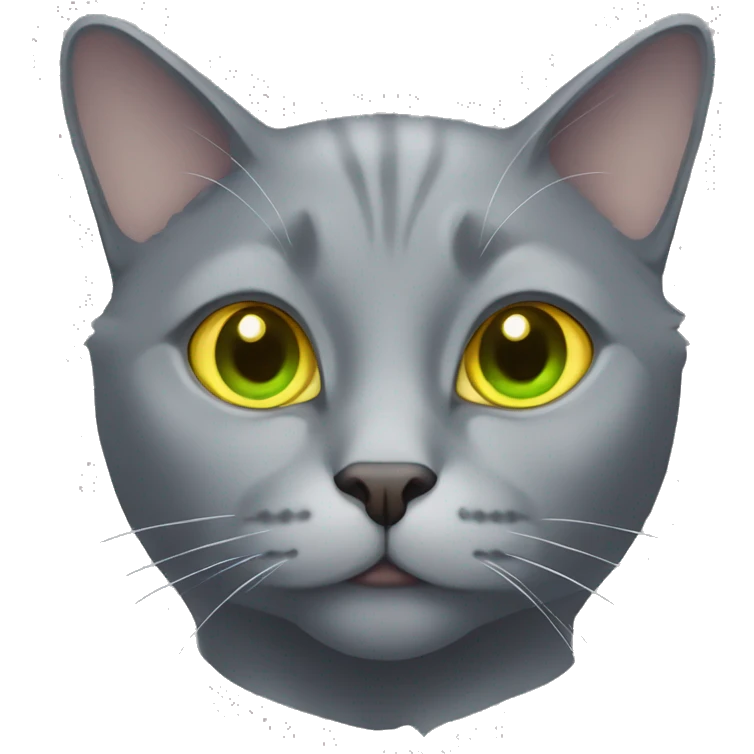 all gray cat with yellow eyes and green around the pupil emoji