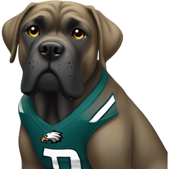 Cane Corso wearing an eagles jersey emoji