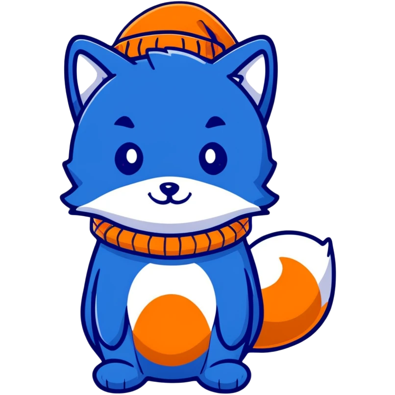 blue fox winter hat with ear flaps emoji