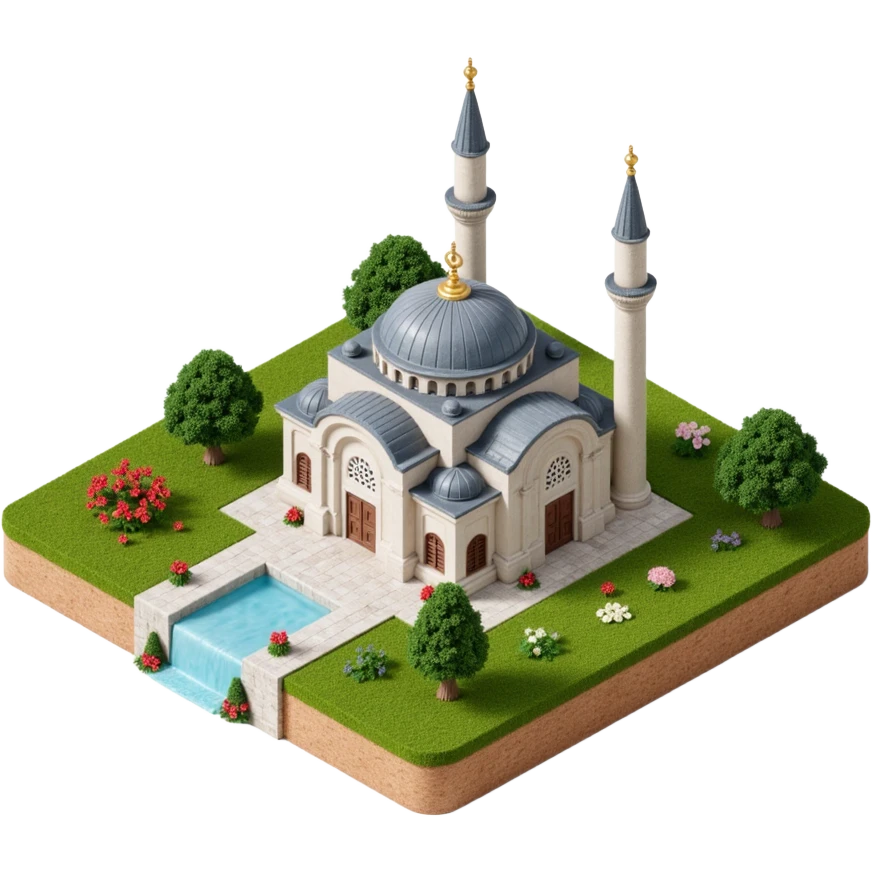 Isometric illustration of Istanbul, featuring photorealistic Hagia Sophia emoji