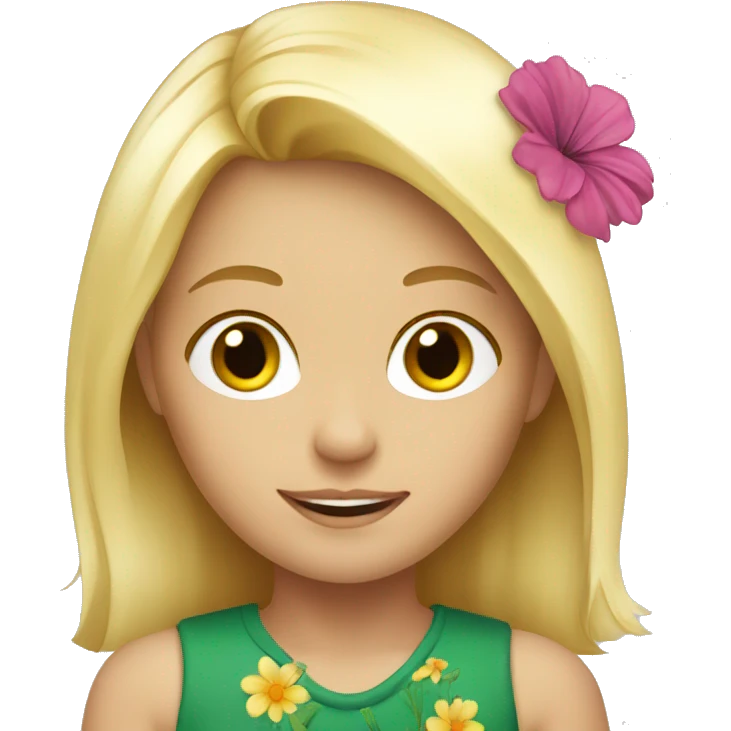 blond girl with flower emoji