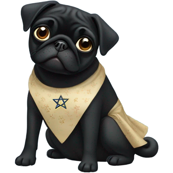 Black pug in a Jewish star dress emoji