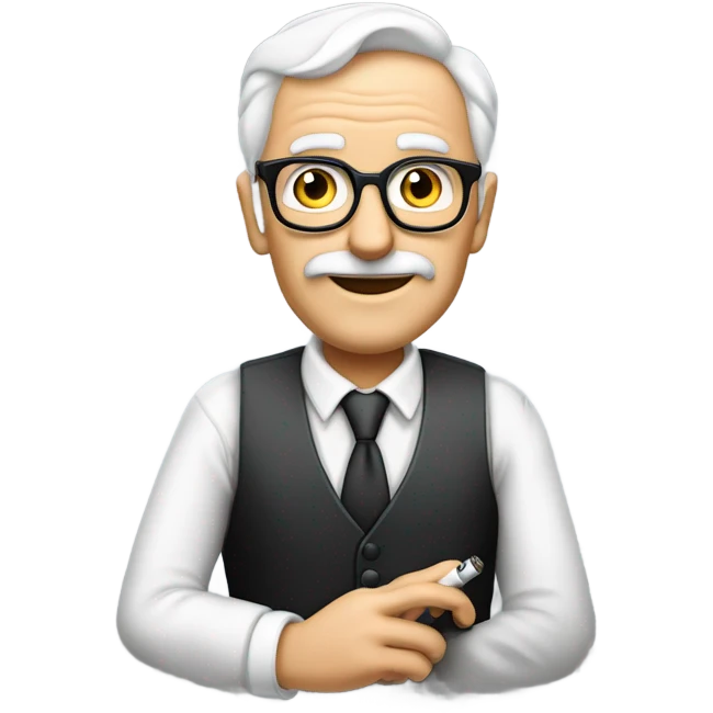 70 ANNI MASCHIO BIANCO GIOVANILE CON SMOKING E MICROFONO emoji