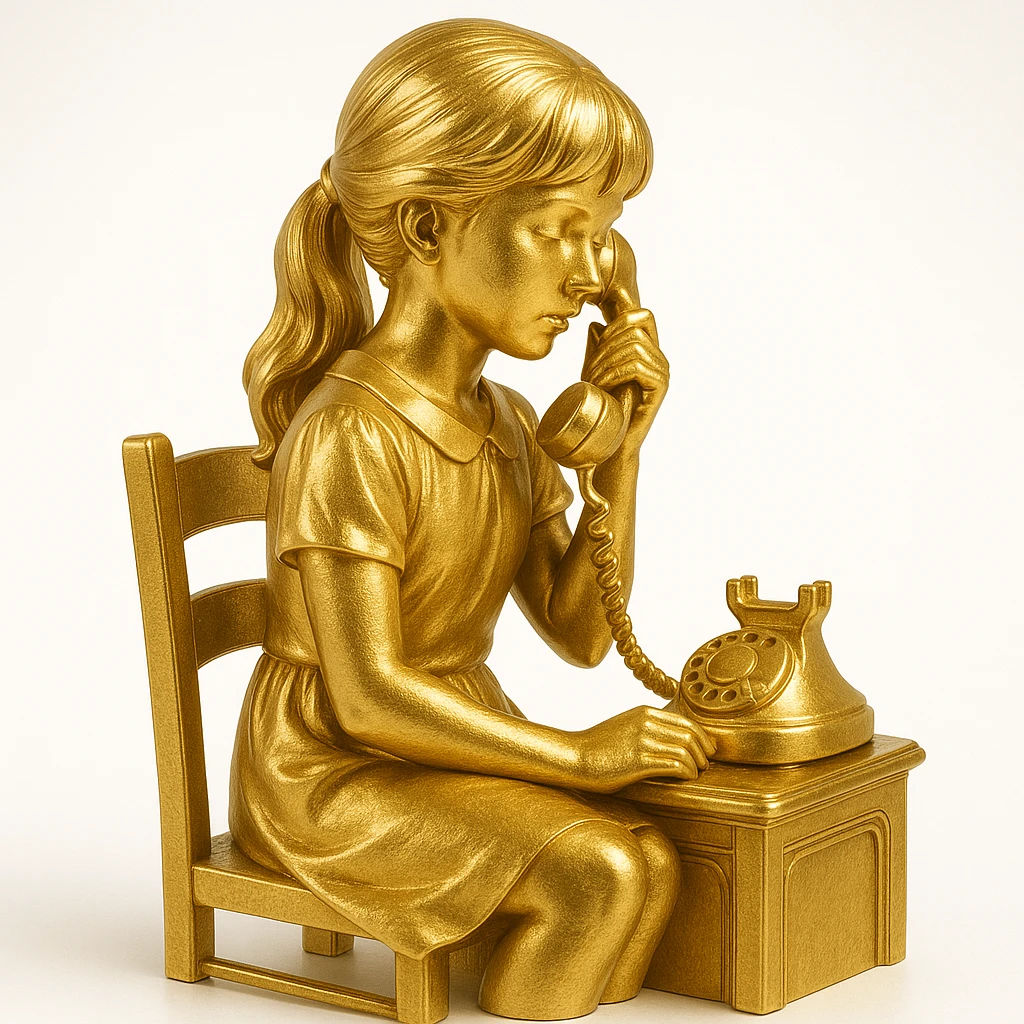 girl talking on telephone in her room emoji
