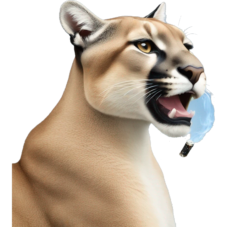 A puma smoking a cigarette with blue sky emoji