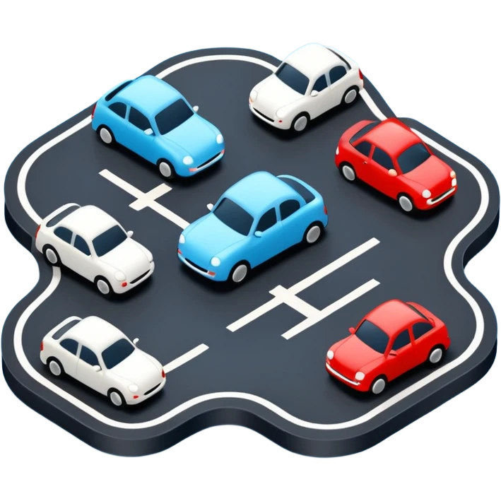 3D traffic icon, simple cars on road, traffic jam concept, smooth rounded shapes, minimal 3D style, blue white and black colors, small red accents for alerts, Waze style, clean design, no background
 emoji