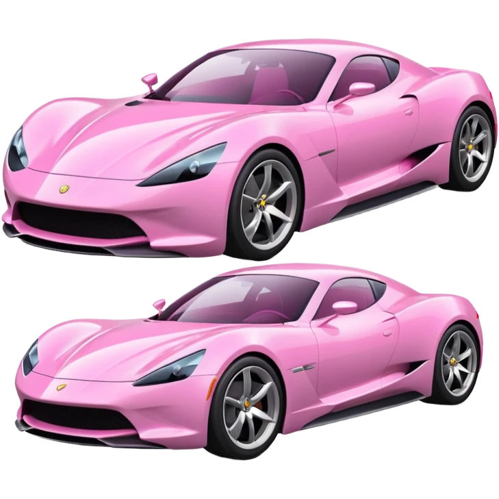  pink sleek and modern sports car with aerodynamic design, glossy finish, realistic reflections, dramatic lighting, isolated on transparent background emoji