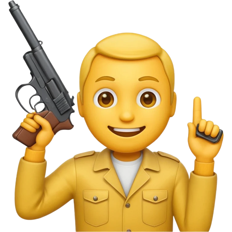 Smiling yellow emoji guy with gun to his head emoji