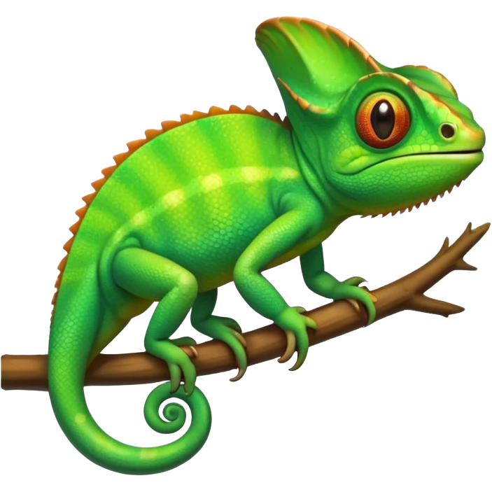 please create an animated color changing emoji that can be used as favicon . the default colour must be green and then its colour must change. the chemeleon should look to the left side. The chemeleon should look happy emoji