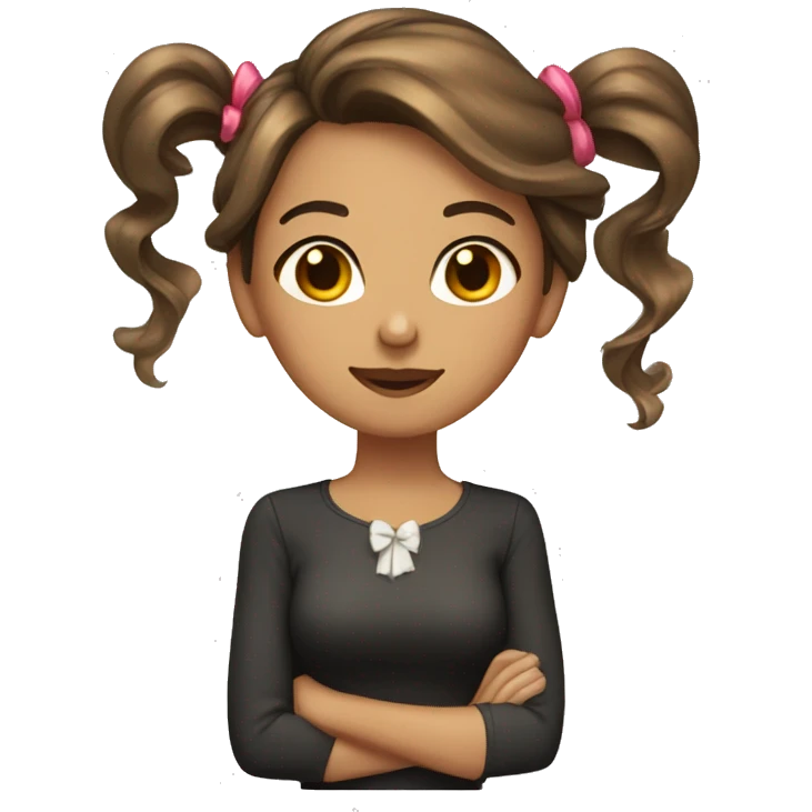 Woman with brown hair with highlights with bows in her hair  emoji