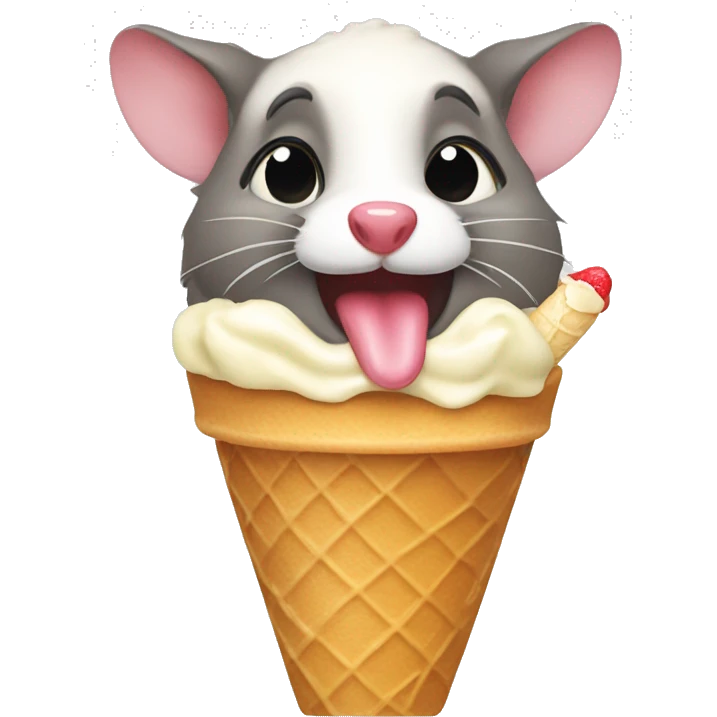 Possum licking ice cream cone emoji