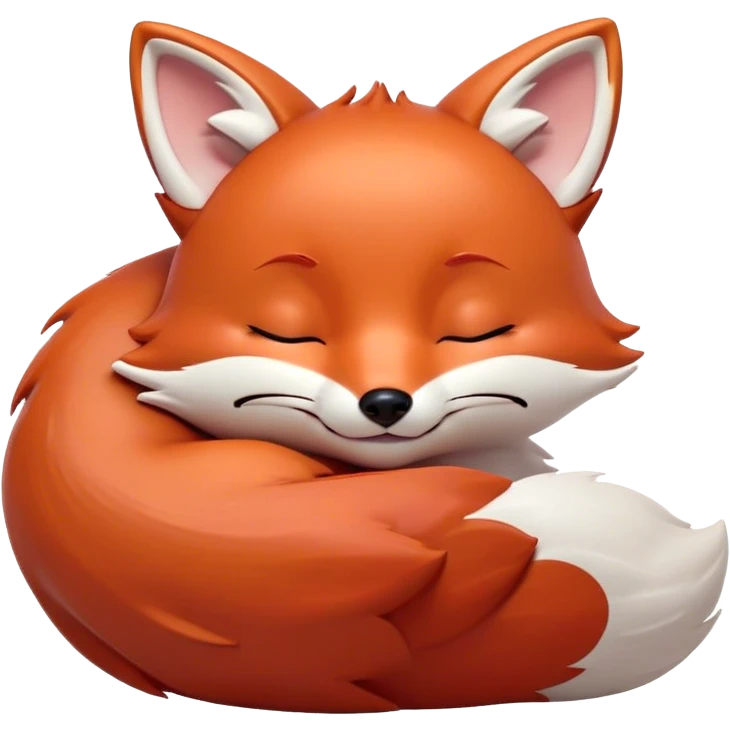 Meme-Worthy Cute Sleeping Fox Portrait Emoji, Head resting peacefully with a contented smile, showcasing a lithe build and a luxuriously soft red Fur with gentle white accents, eyes shut in a serene, restful nap, Simplified yet hilariously adorable features, highly detailed, glowing with a soft, drowsy light, high shine, relaxed and utterly lovable, stylized with an air of playful laziness, bright and heartwarming, soft glowing outline, capturing the essence of a comically sleepy fox, so meme-worthy it feels like it could instantly become the next viral sensation of adorable woodland slumber! emoji
