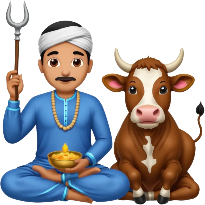 Indian man worshipping cow emoji