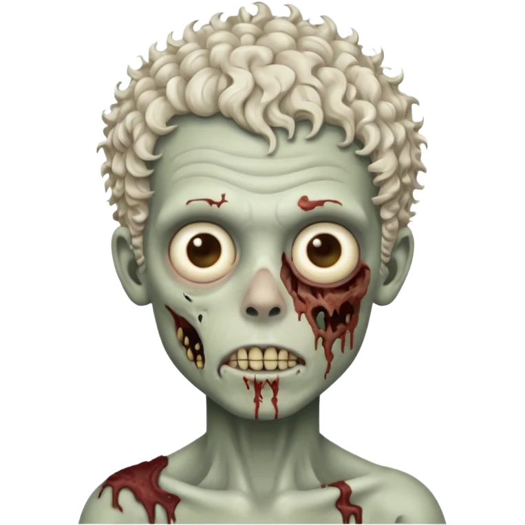 Menino zumbi com cabelo cacheado com luzes brancas emoji