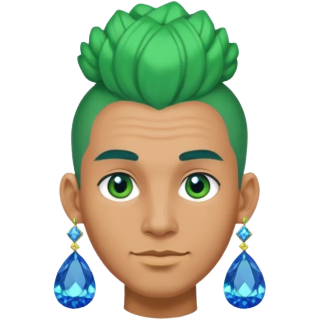 gem lover man with gem accessories excessive amount very big gem earrings green bun hair and bluediamonds  emoji