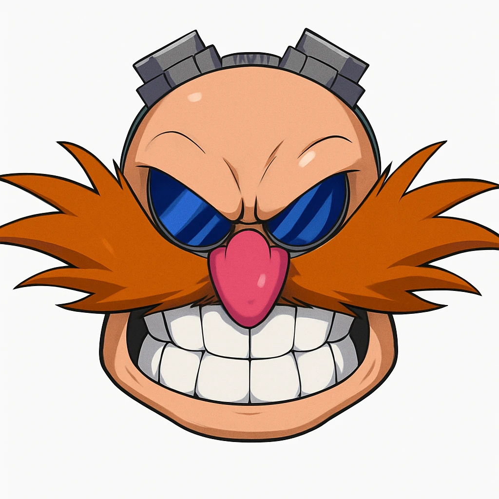 Keep the picture quality and style exactly the same. Make the eyes and mouth a bit scary—add a more intense, menacing stare and a subtle sinister grin. No other changes. emoji