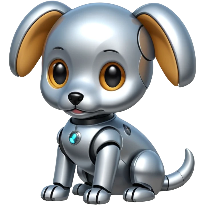 Pet-like robot,wagging tail, puppy face. emoji