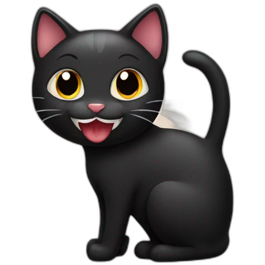 smiling black cat with heart emoji