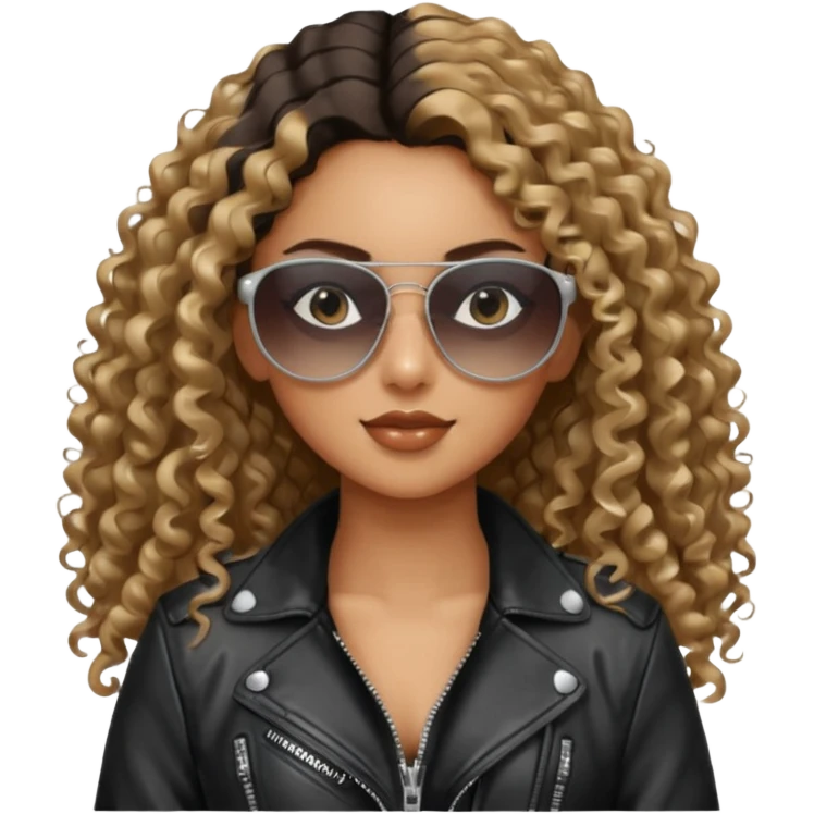 Biker Gang with Sunglasses,girl, long curly hair, sunglasses, gangter emoji