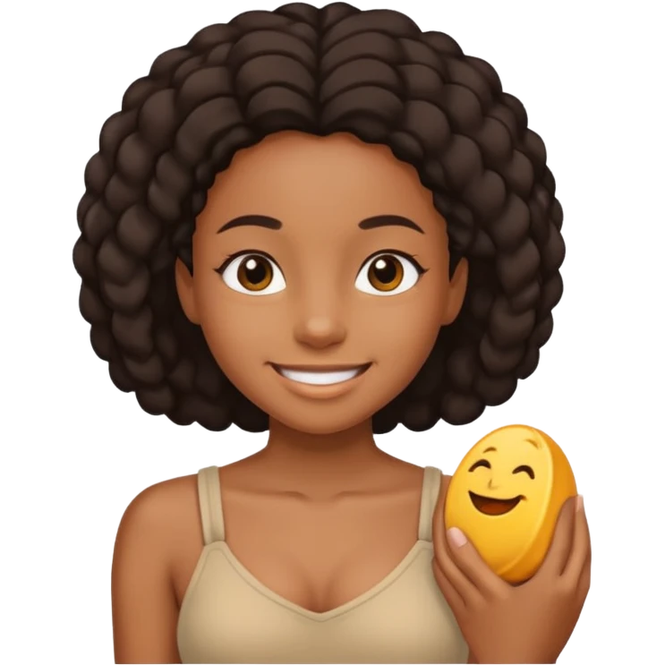 Nude Black girl with flat chest emoji