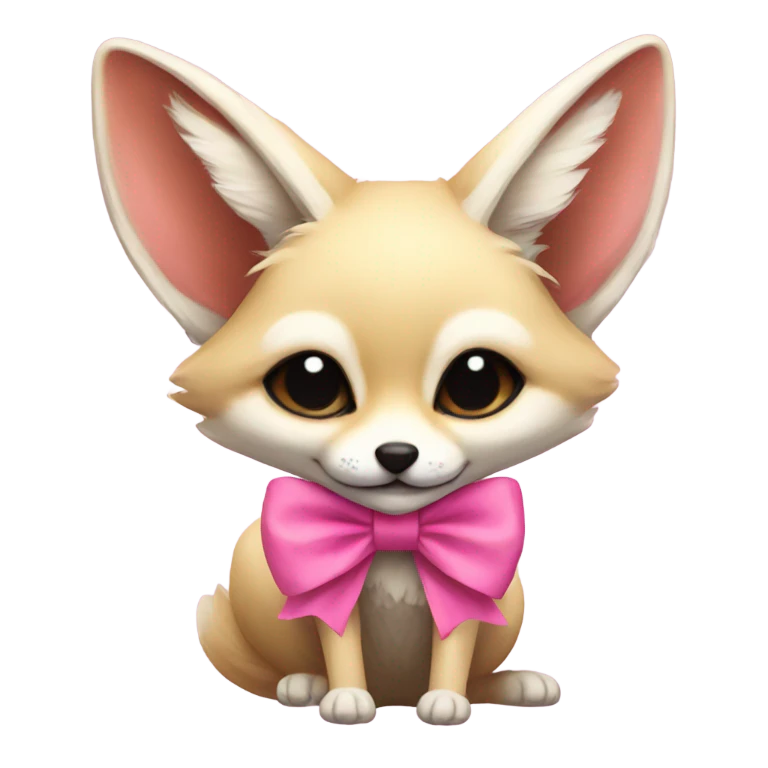 cute fennec with a pink bow emoji