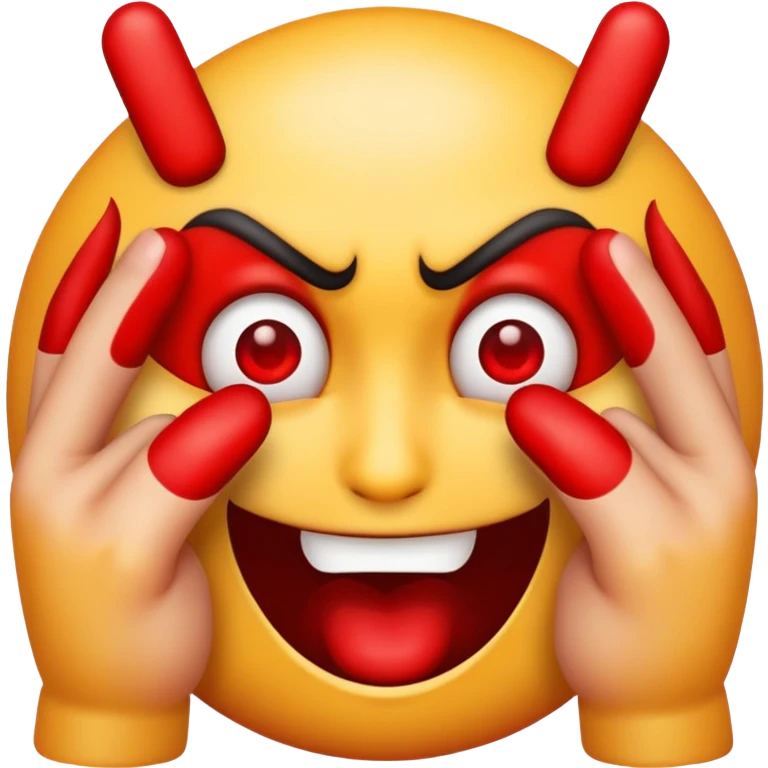 evil emoji face with devious fingers in front  emoji