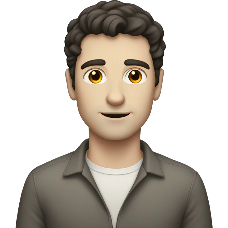 pale white man with medium dark hair with eyes that look like they're high emoji