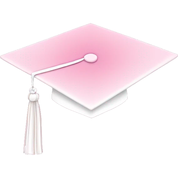 Graduation hat pink and white emoji