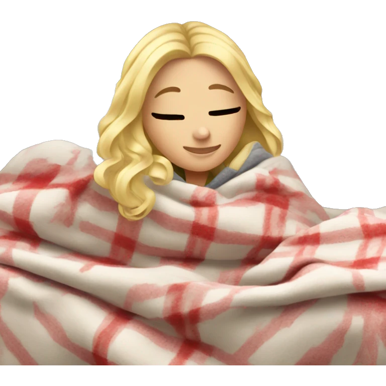 blonde girl with cozy blanket on christmas emoji