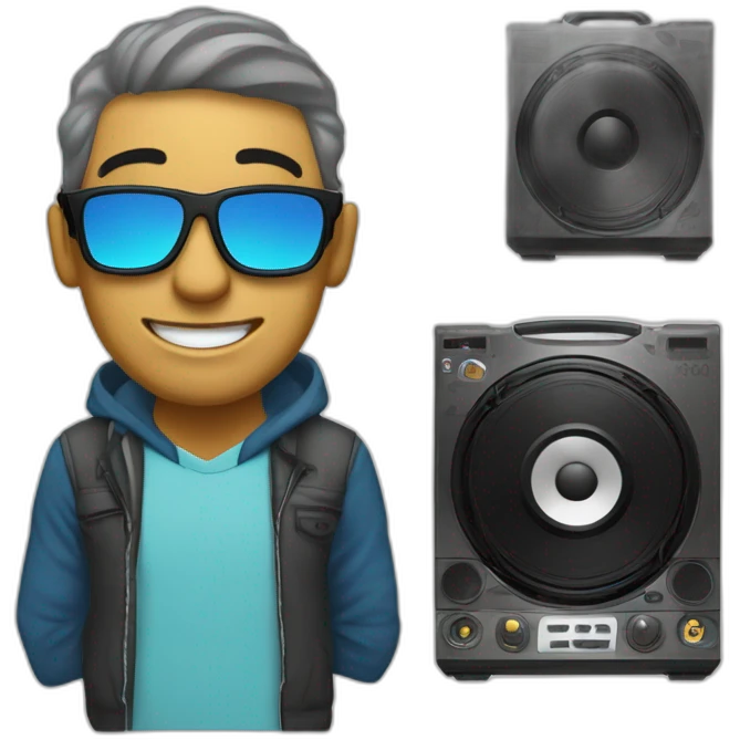 Dj locutor de radio divertido de música urbana emoji
