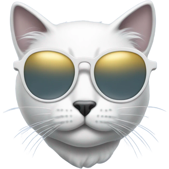 White and gray cat with a tail of a merman and wearing sunglasses emoji