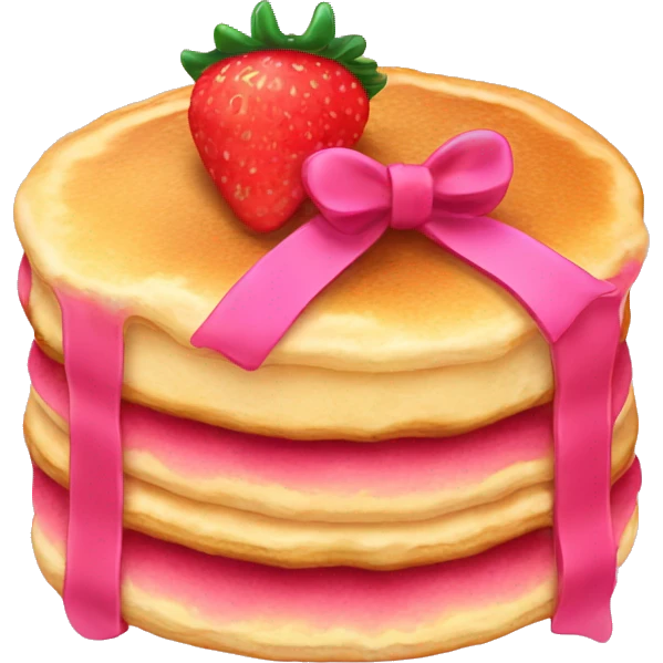Fluffy pancake with strawberry filling and pink bow emoji