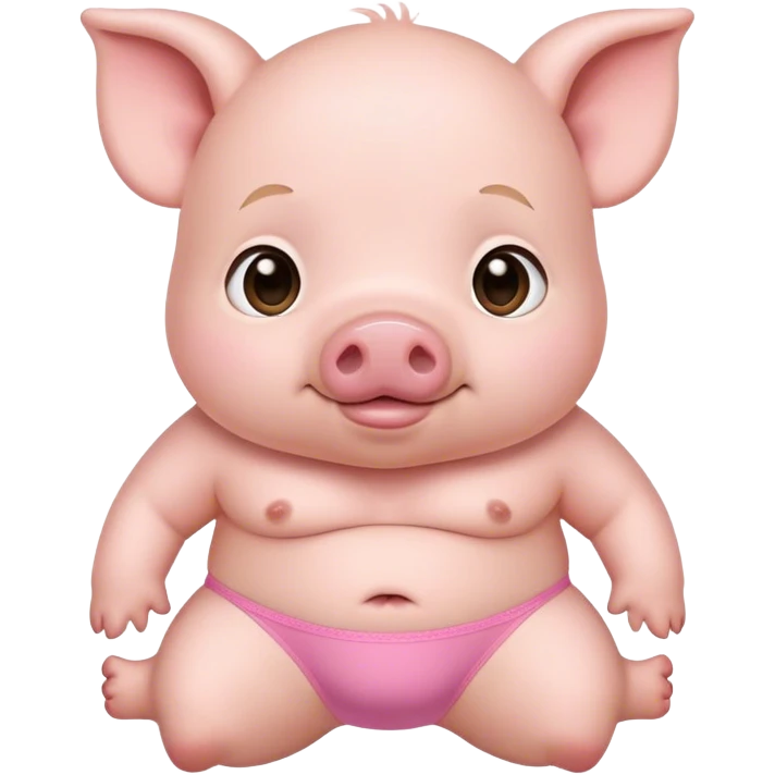 Сute baby pig, heavy large chest, in small pink underwear   emoji