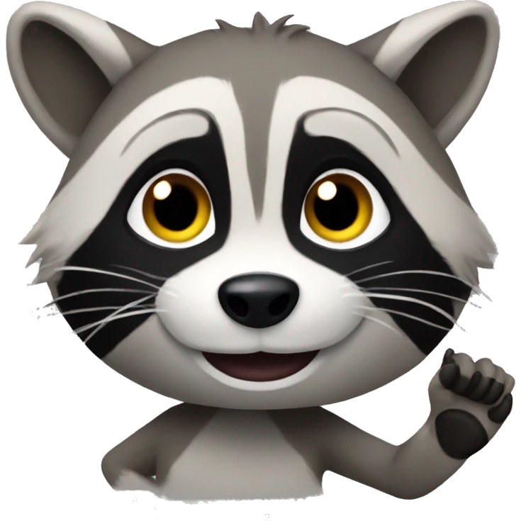 The raccoon waves its paw emoji