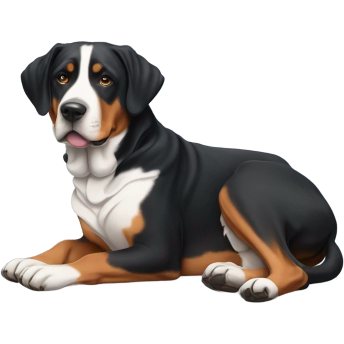 Swiss mountain dog laying on side emoji