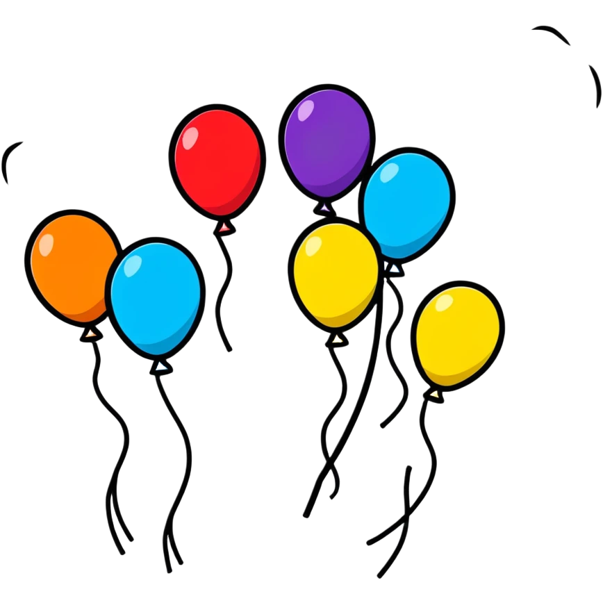 Happy celebration with balloons and streamers emoji