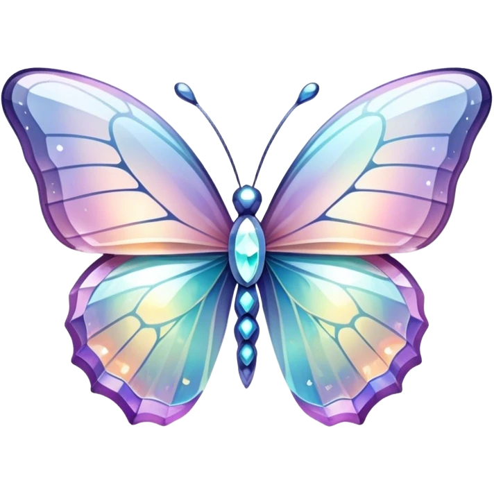 Pastel sparkly glittery iridescent glass crystal butterfly emoji