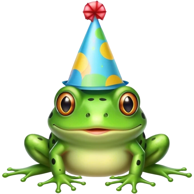 Frog wearing party hat emoji