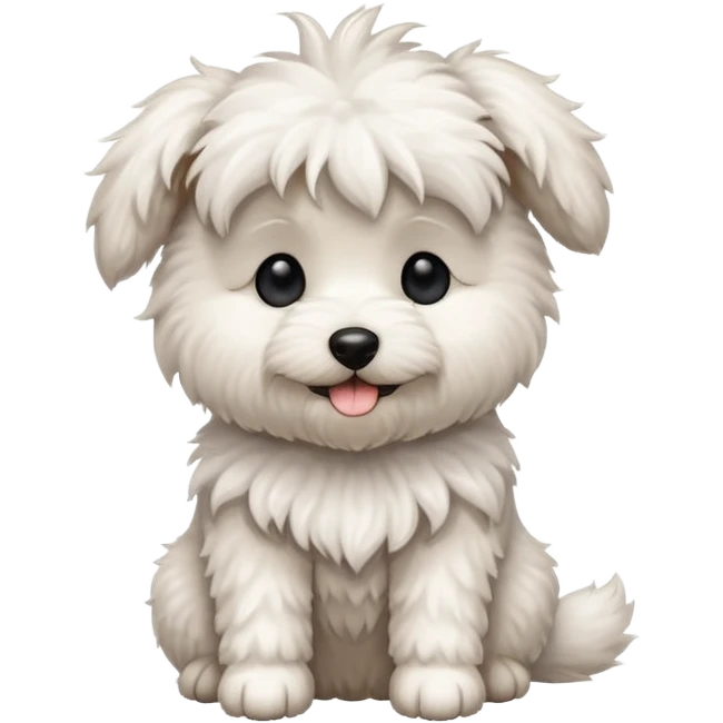 A little scruffy white doodle dog sitting happily emoji