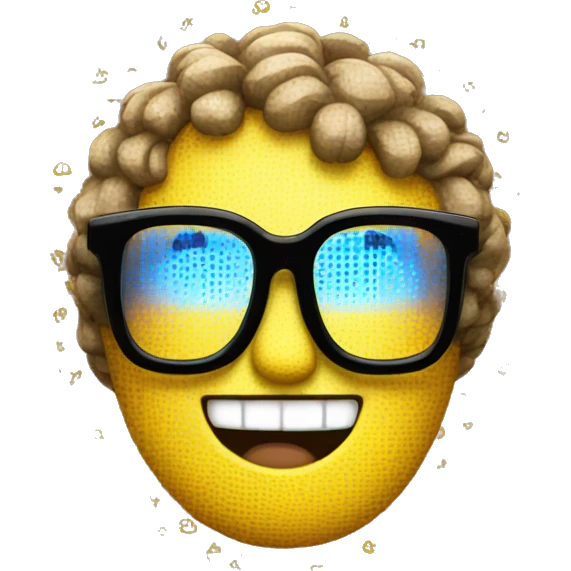 A emoji with cool pixel glasses and a smile emoji