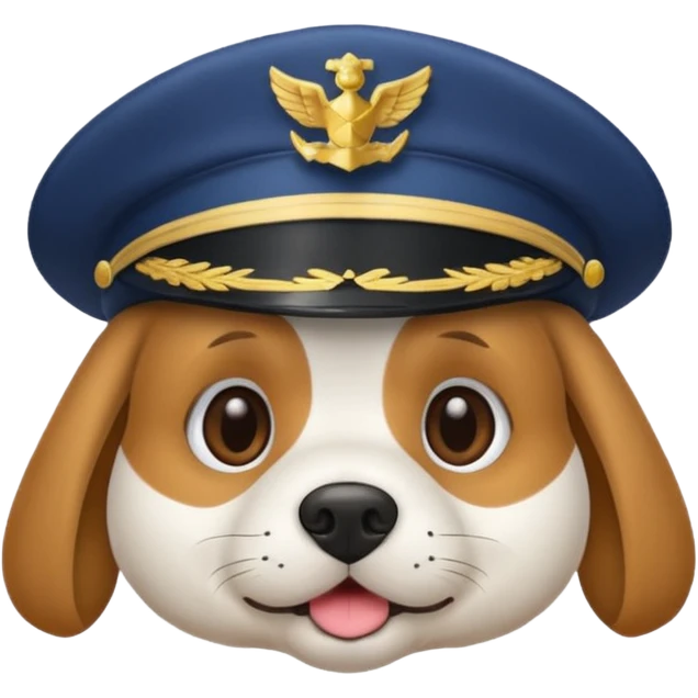 dog wearing a captain's hat emoji